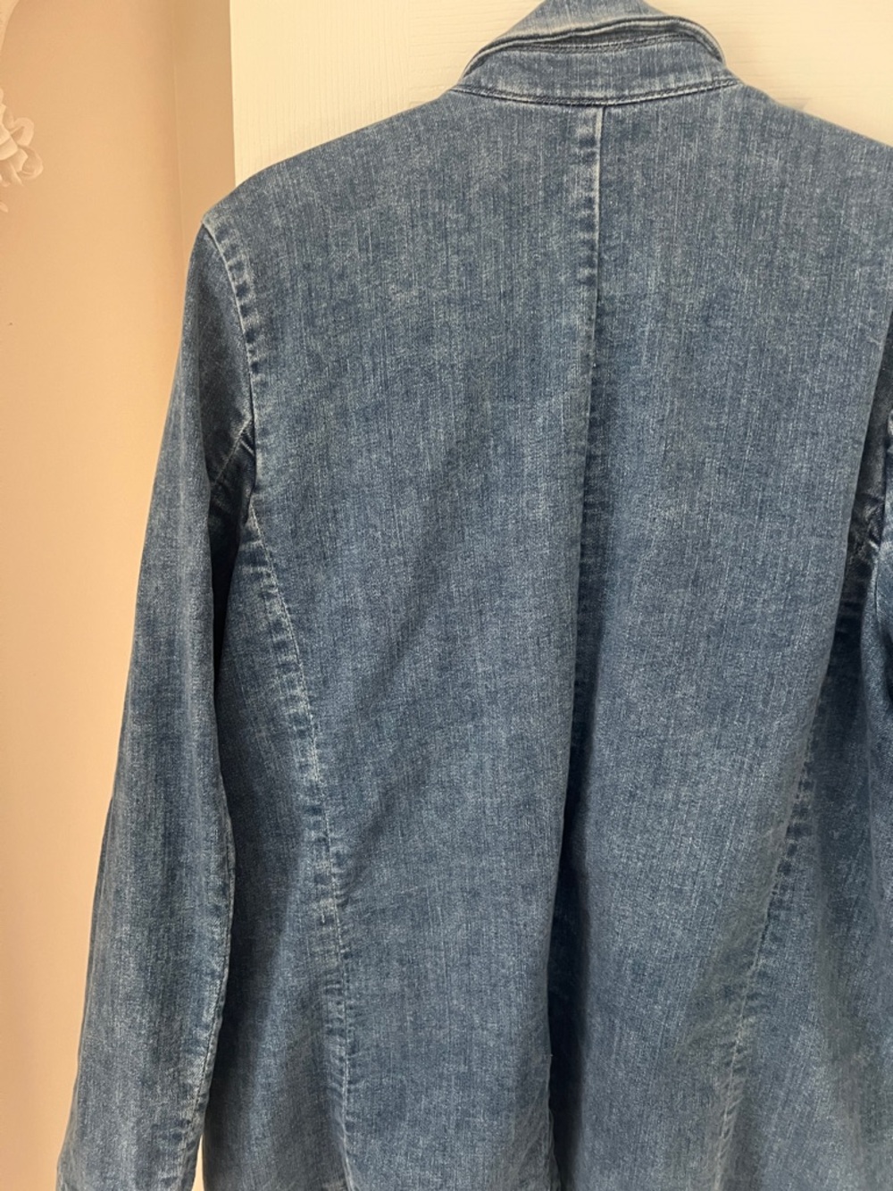 Anthropologie- Maeve Distressed Light Blue Denim Blazer - Picture 5 of 12